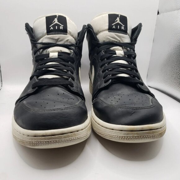 Nike Air Jordan 1 Sneaker Mid Black White 554724-038 US 13 (Pre-owned/No Box) - Picture 2 of 9
